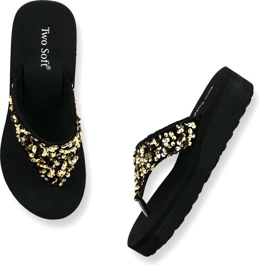Black and gold hot sale flip flops womens