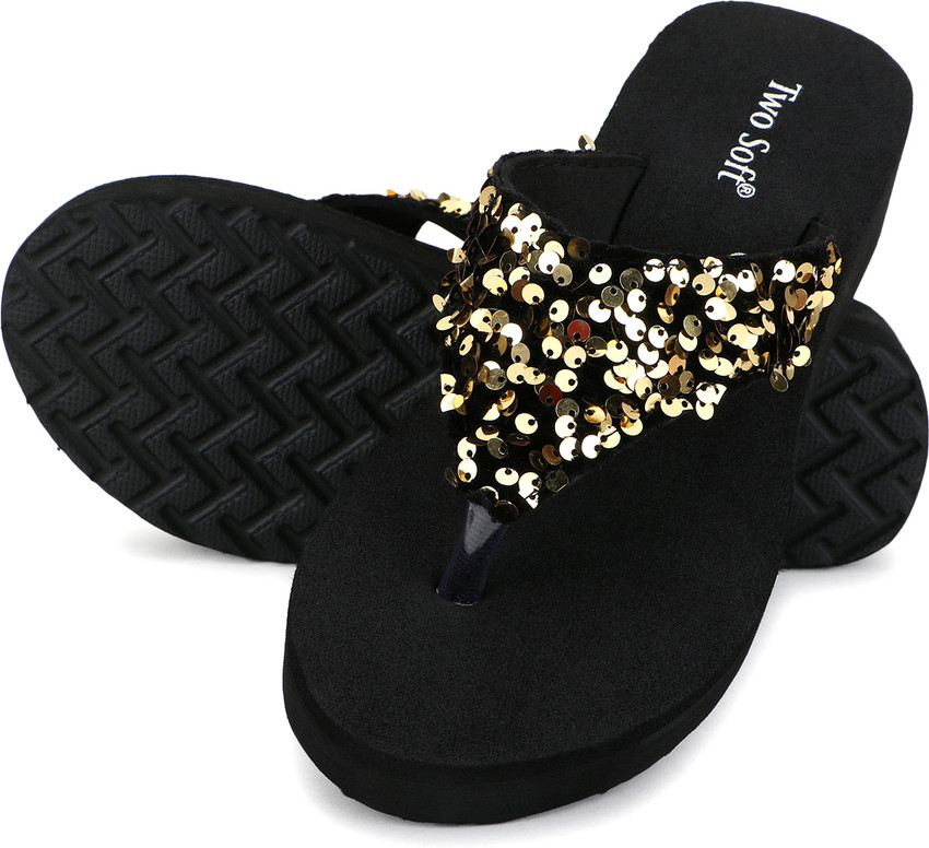 Black bling online flip flops