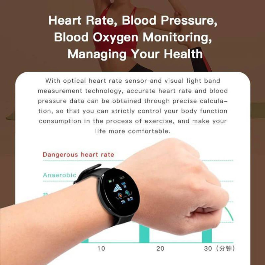 D18 fitness best sale tracker smart watch