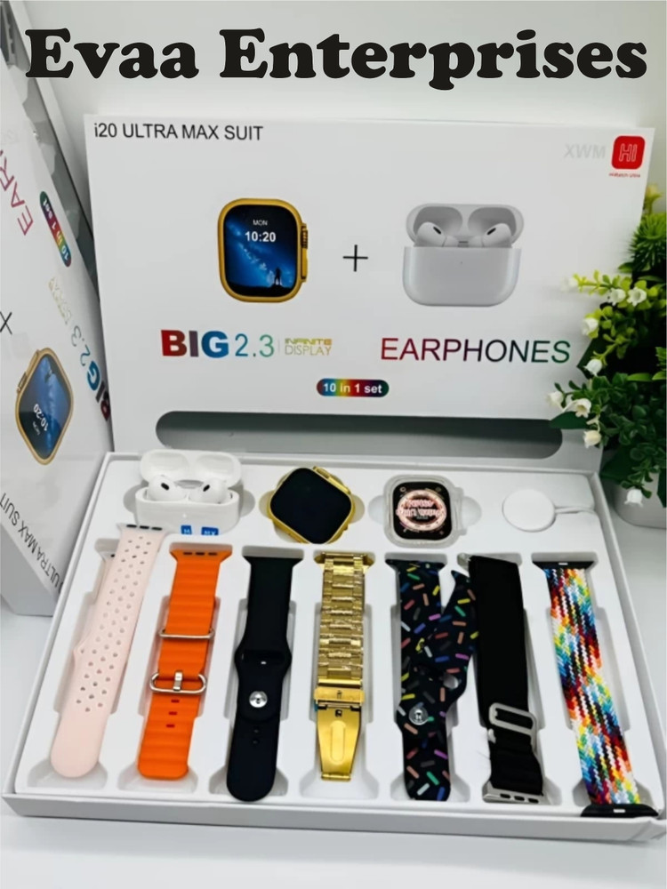EVAAENTERPRISES I20 AMAZING BOOM COMBO Touch Watch With 6 Strap Extra and 1 TWS Smartwatch Price in India Buy EVAAENTERPRISES I20 AMAZING BOOM COMBO Touch Watch With 6 Strap Extra and
