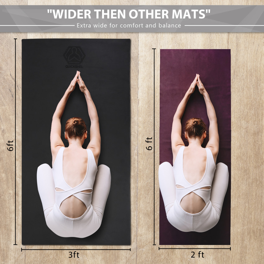 Quick Shel Extra Large 3ft x 6ft Anti skid Non Toxic Phthalate Free Just like TPE Black 6 mm Yoga Mat