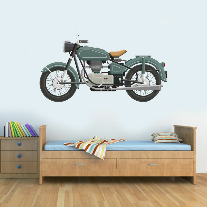 Azan Creation 81.28 cm Royal Enfield Bike Wall Sticker for Bedroom