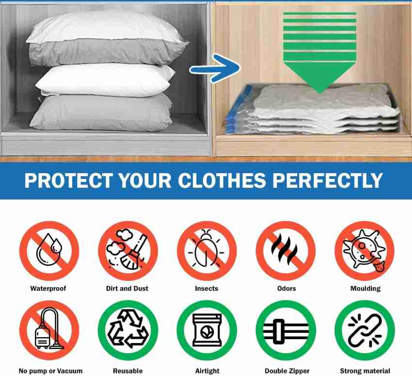 Adhunyk Vacuum Storage Bags for Clothes, Blankets, and Bedding - Space-Saving  Travel Storage Vacuum Bags Price in India - Buy Adhunyk Vacuum Storage Bags  for Clothes, Blankets, and Bedding - Space-Saving Travel