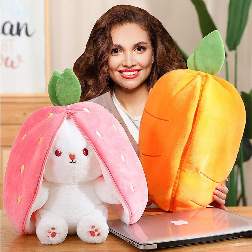 NV12 COLLECTIONS Cute Soft Rabbit Stuffed Toy For Baby Kid s Hide And Seek Bunny Carrot Pillow 22 cm Cute Soft Rabbit Stuffed Toy For Baby Kid s Hide And Seek Bunny Carrot Pillow Buy