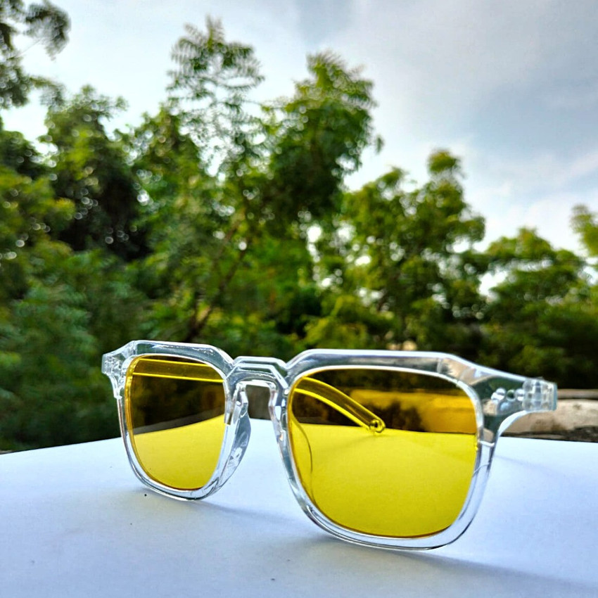 Buy MEHJ Retro Square Rectangular Sunglasses Yellow For Men Women Online Best Prices in India Flipkart