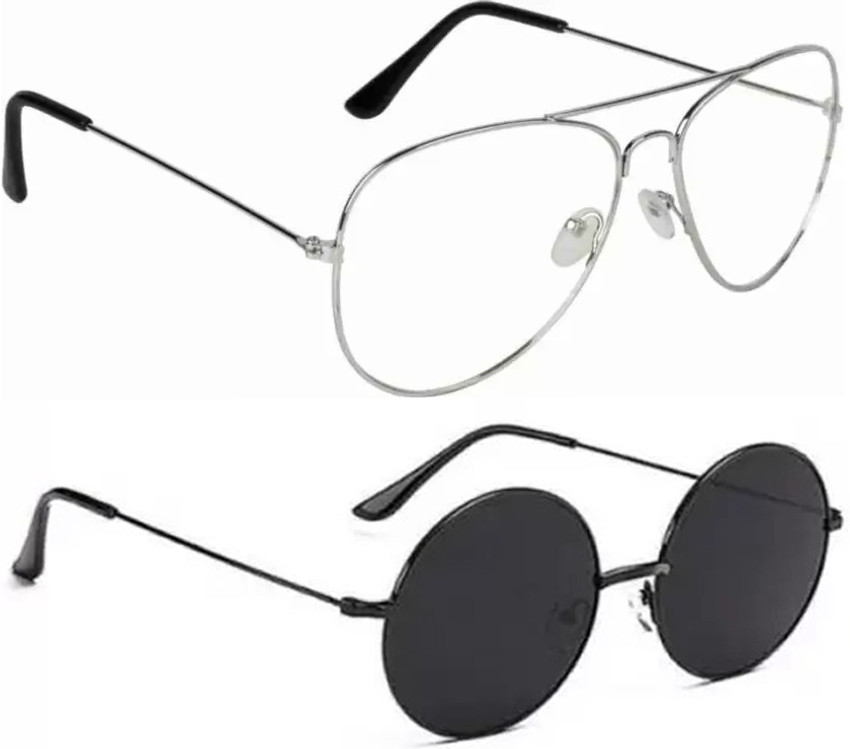 Buy RMKK Round Aviator Sunglasses Clear Black For Men Women Online Best Prices in India Flipkart