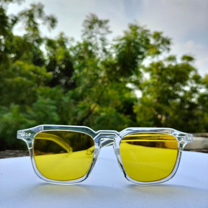 Buy MEHJ Retro Square Sunglasses Yellow For Men & Women Online