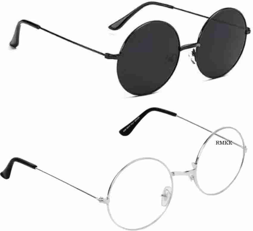 Buy RMKK Round Sunglasses Black Clear For Men Women Online Best Prices in India Flipkart