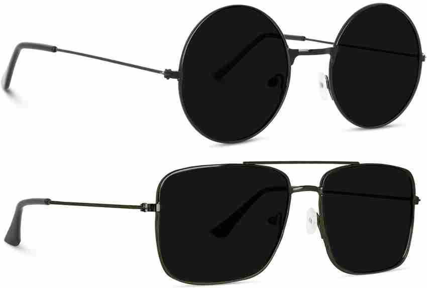 Buy MEHJ Rectangular Sunglasses Black For Men Women Online
