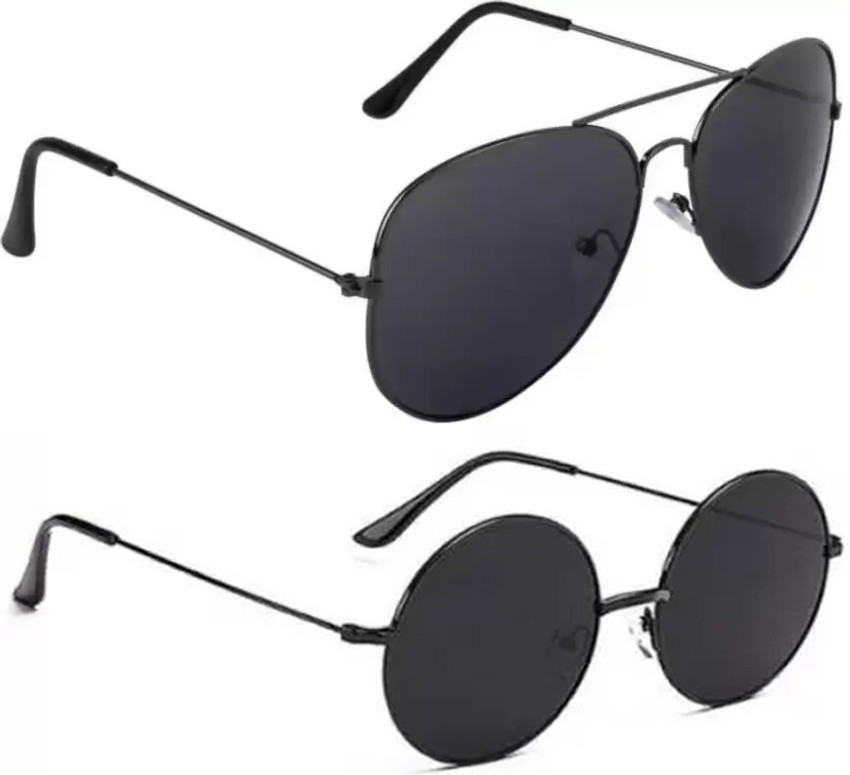 Buy RMKK Round Aviator Sunglasses Black Black For Men Women Online Best Prices in India Flipkart