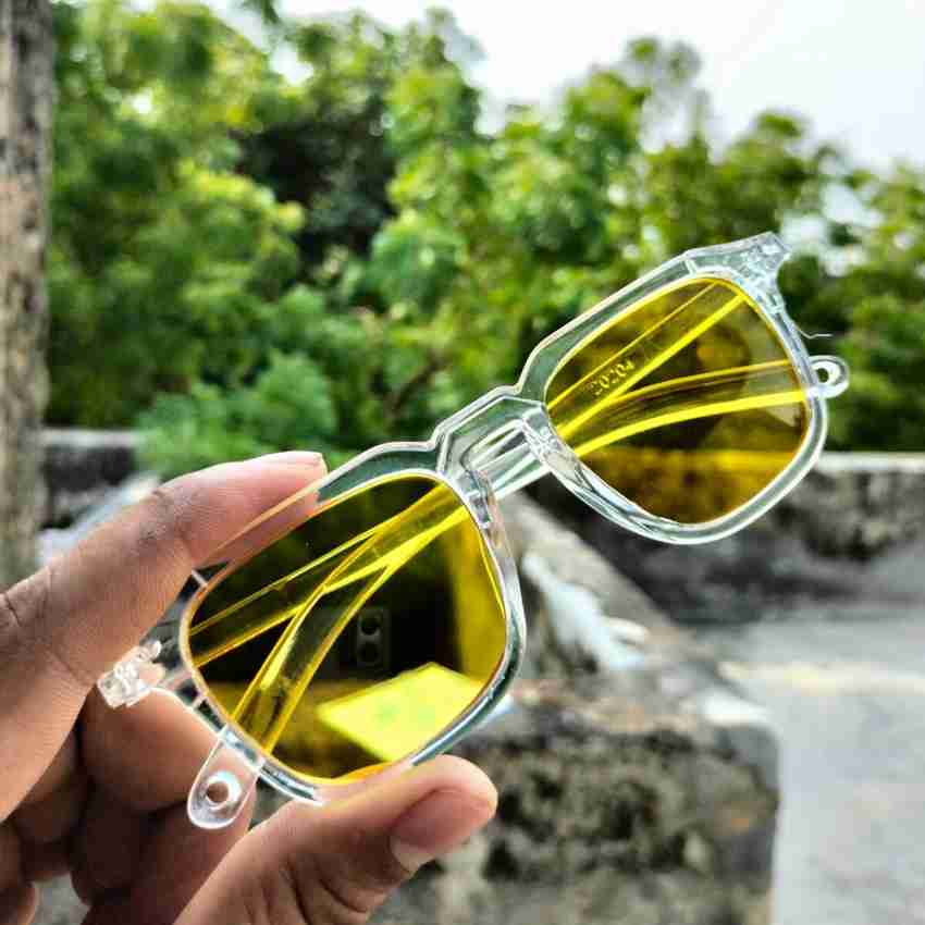 Buy MEHJ Retro Square Sunglasses Yellow For Men Women Online