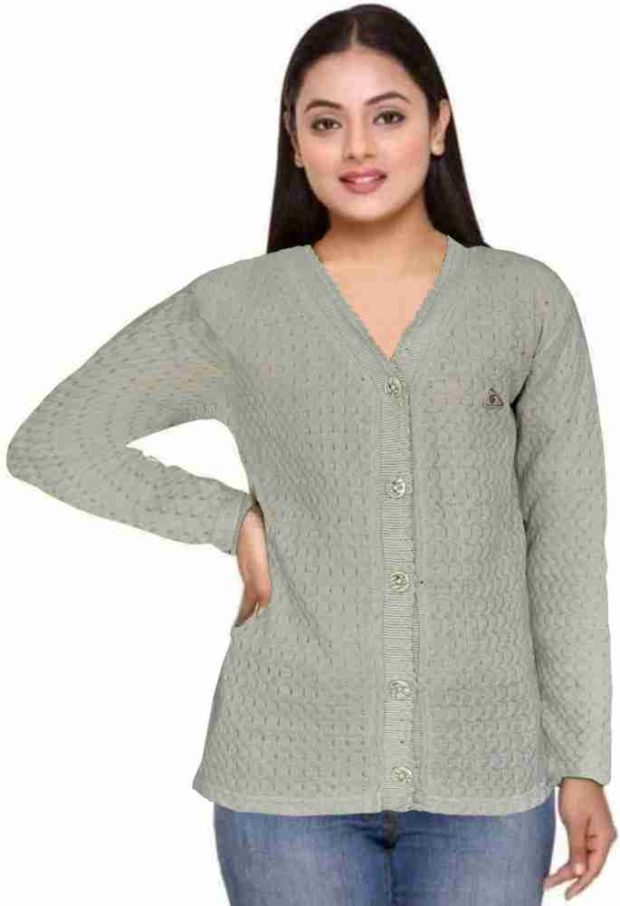 Buy EKOM Women Woolen v-Neck Cardigan Sweater for Winter wear with