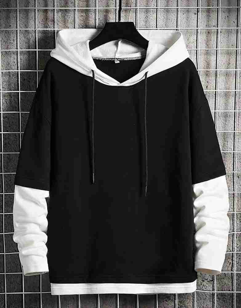 Black and white hoodie men clearance