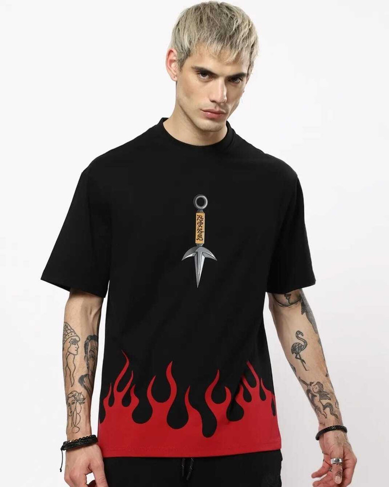 Yellow Tree Graphic Print Men Round Neck Black T Shirt Buy