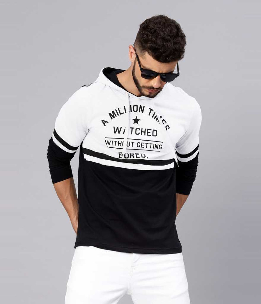 Rawhit Colorblock Men Hooded Neck White T-Shirt - Buy Rawhit Colorblock Men  Hooded Neck White T-Shirt Online at Best Prices in India | Flipkart.com