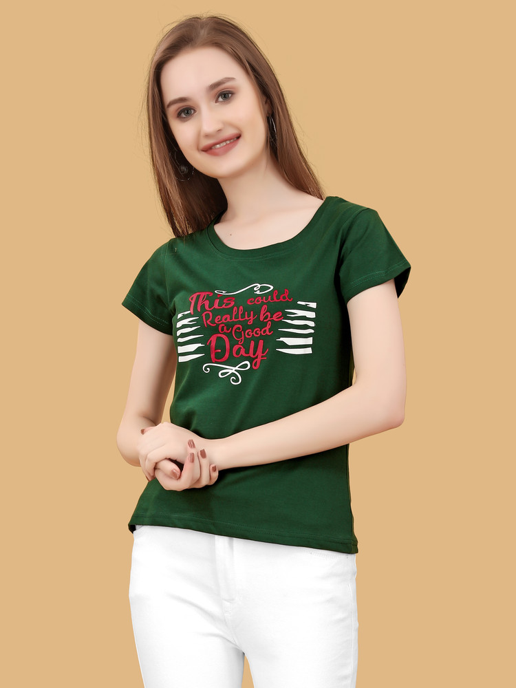 Rangmasti Printed Women Round Neck Dark Green T Shirt Buy Rangmasti Printed Women Round Neck Dark Green T Shirt Online at Best Prices in India Flipkart