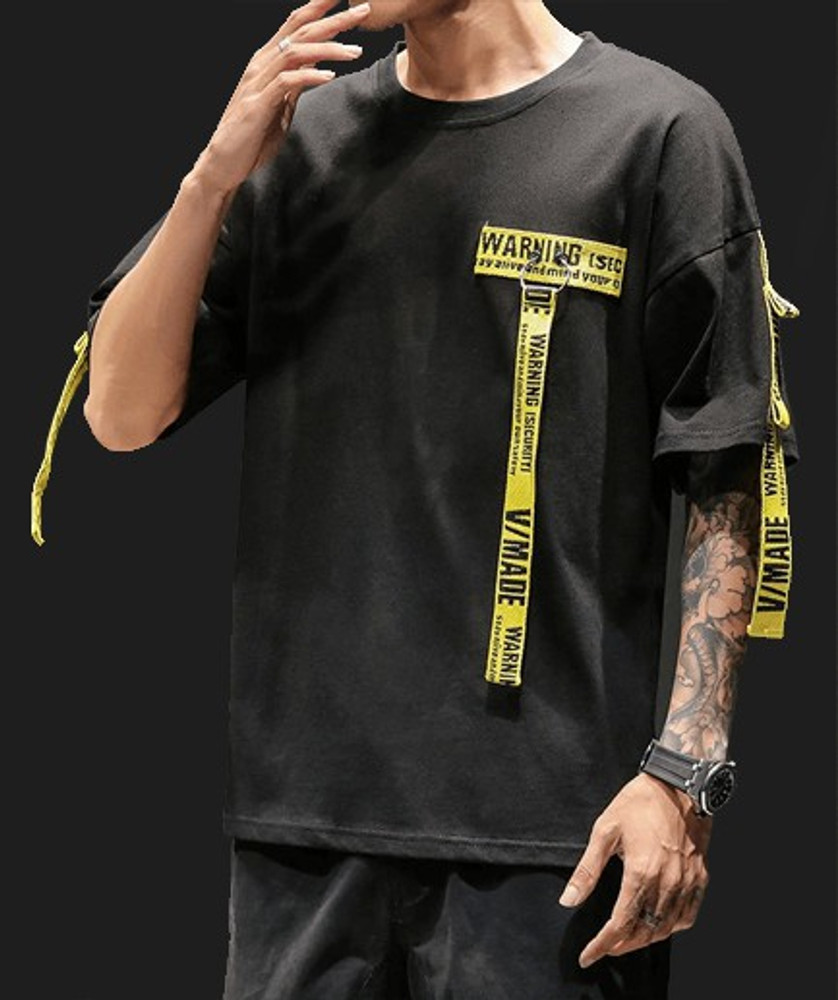 Try This Colorblock Men Round Neck Black T Shirt Buy Try This