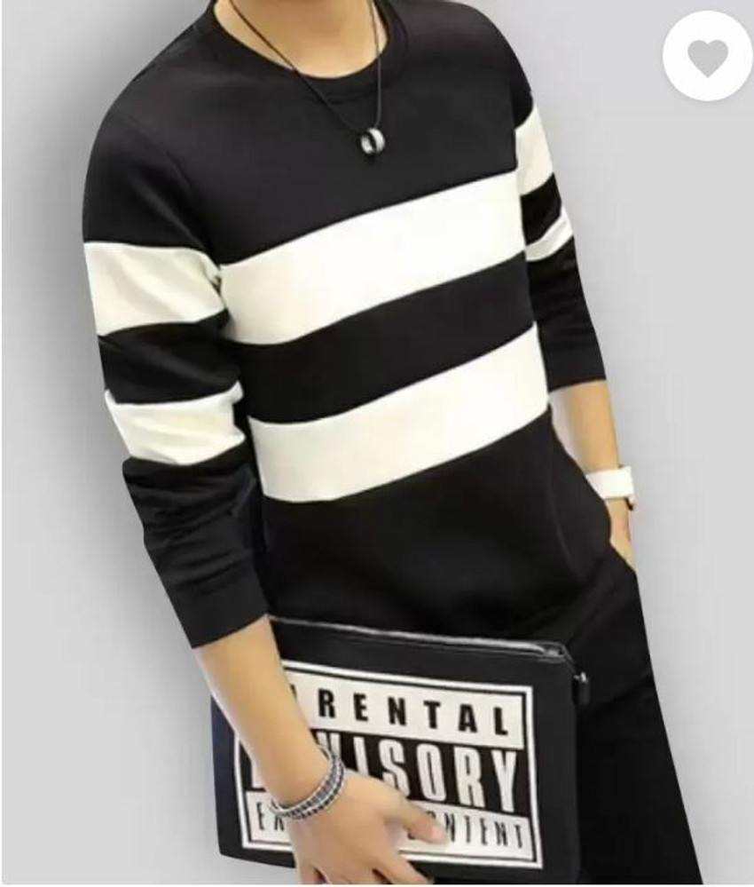 Black and white striped t shirt flipkart best sale