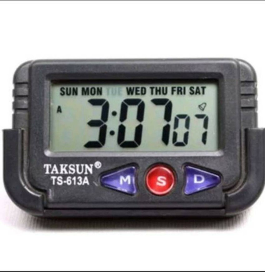 LCD Screen Digital Clock Car Dashboard Desk Stopwatch Alarm W/Flexible  Stand