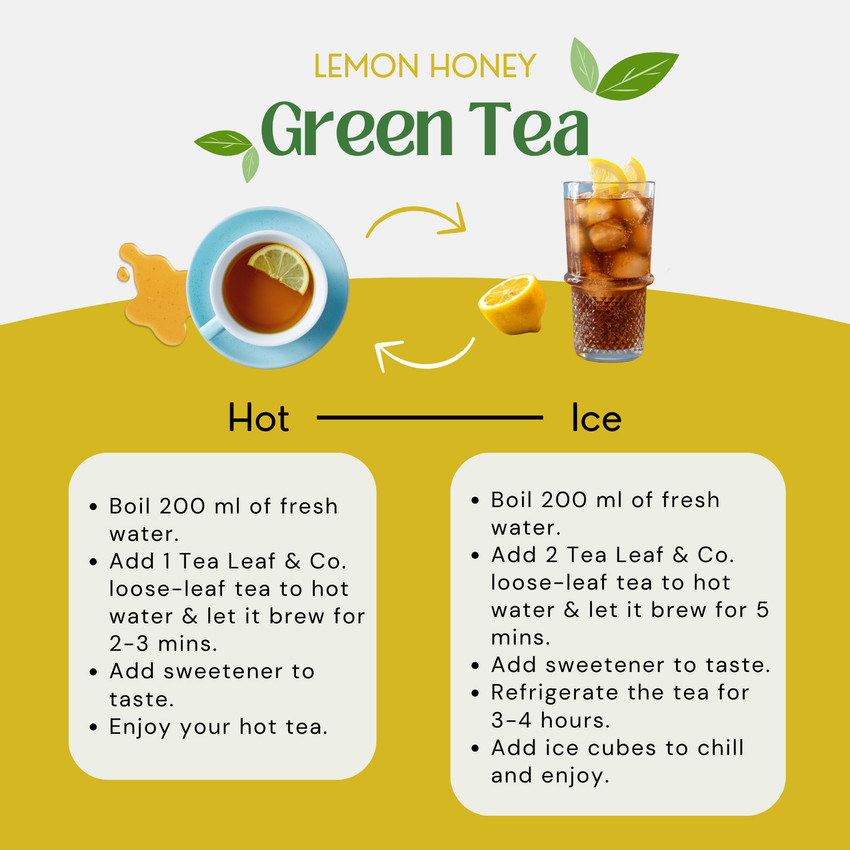TLC Tea Leaf Co Honey Lemon Green Tea for Weight Loss Improve Immunity 50 Tea Bags Honey Lemon Green Tea Bags Box