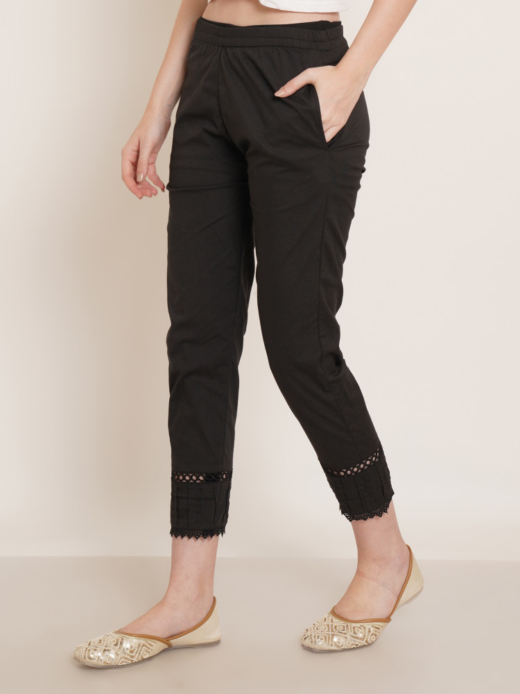 Ladies black cheap cotton trousers