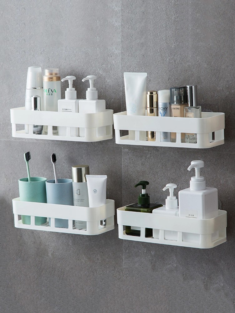 Multifunction Wall Shelf Self-adhesive Storage Rack Bathroom Kitchen Wall  Mounted Storage Holder Floating Shelves for