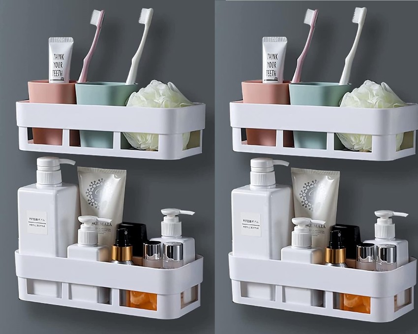 2pcs Shelf Rectangle Shower Caddy Adhesive Replacement Storage
