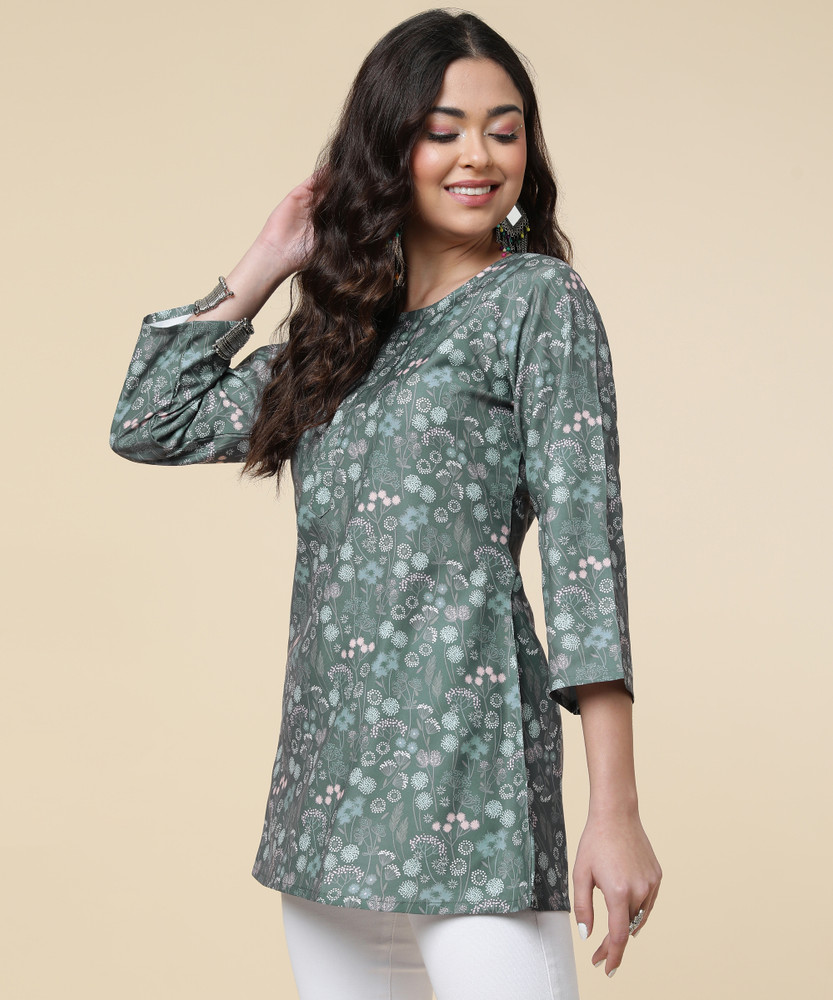 KHISKOLI Casual Printed Women Grey Top Buy KHISKOLI Casual