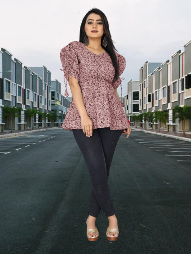 PAYAL POLYESTER Casual Printed Women Purple Top Buy PAYAL