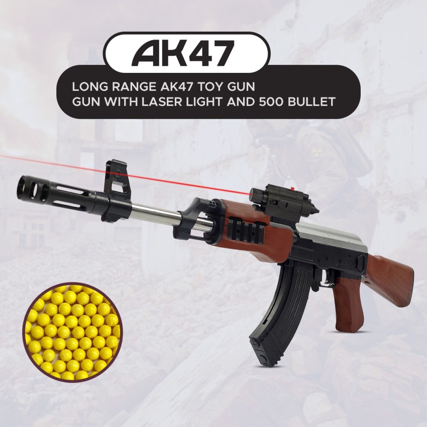 DIVI DIVINE AK 47 Toy Gun with laser light and 500 6mm Bullets (24-inch)  (Multicolor) Guns & Darts - AK 47 Toy Gun with laser light and 500 6mm  Bullets (24-inch) (Multicolor) .