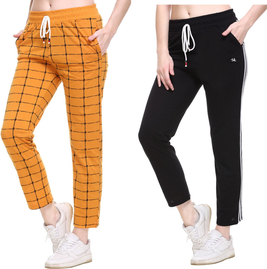 Yellow pants with checkered stripe cheap