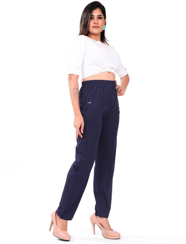 Buy KRV Women Loose Fit Cotton Plain Comfortable Night Track Pant