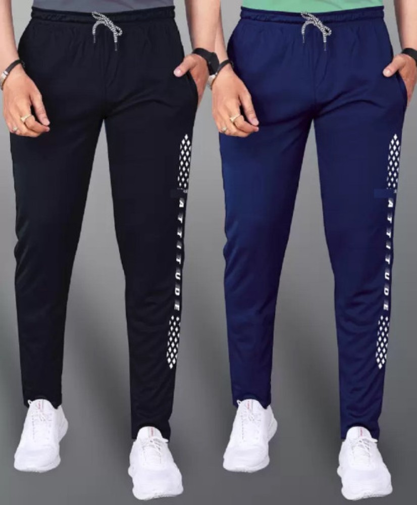 Male Polyester Mens Track Pants 4 Way Lycra Combo