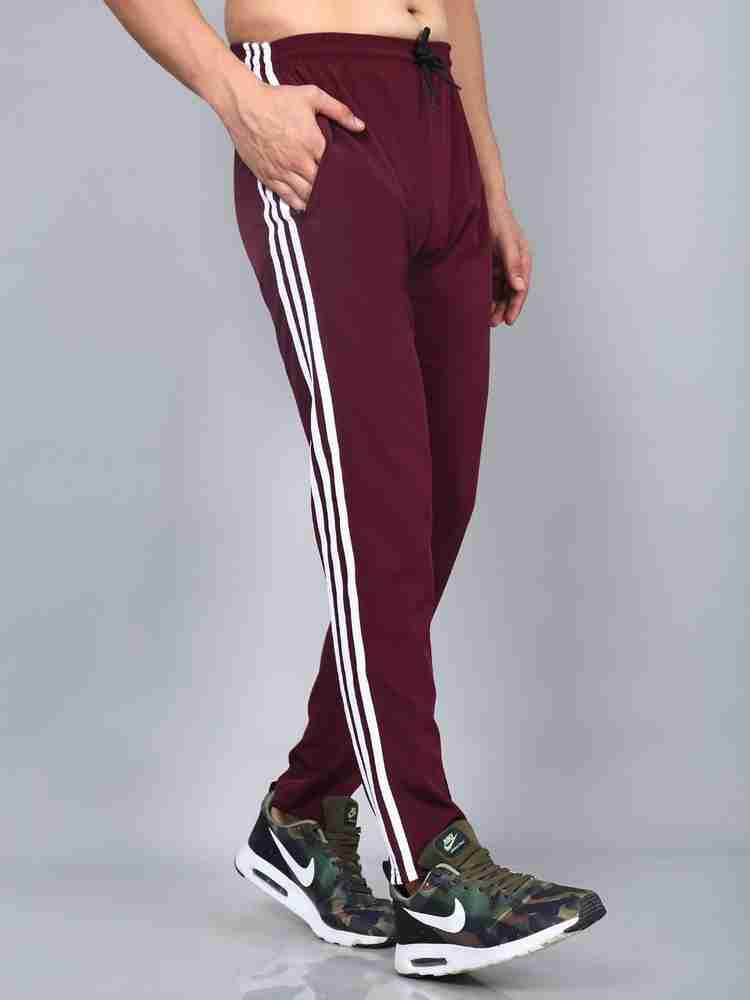 Buy Leemak Striped Men Maroon Track Pants Online at Best Prices