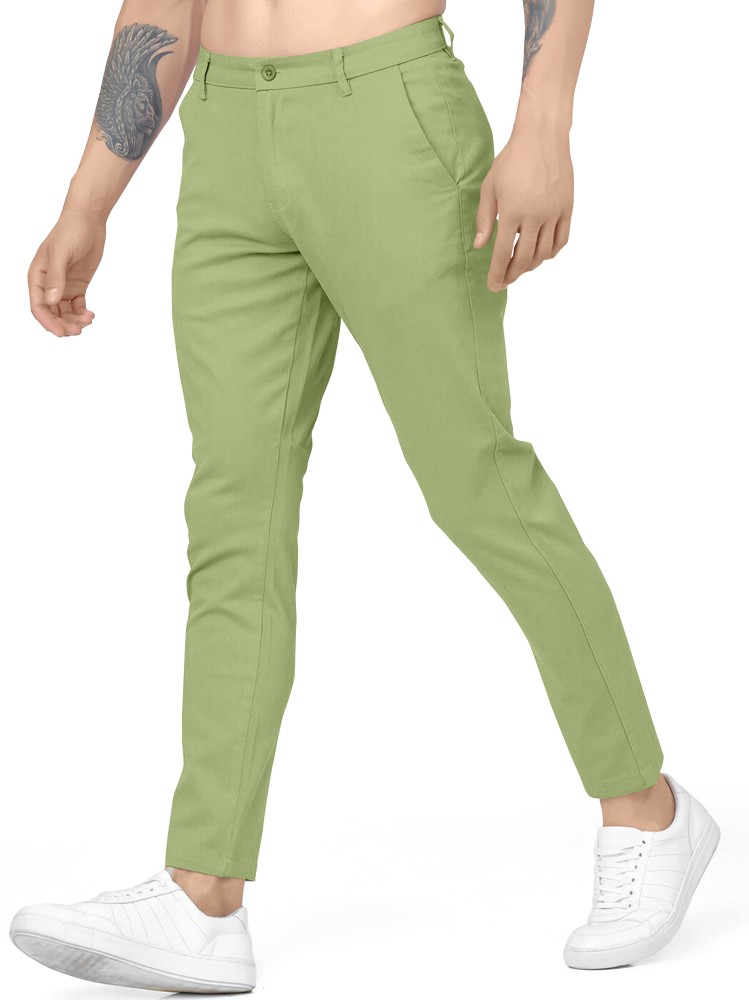 Buy SOJANYA Green Cotton Regular Slim Fit Checks Flat Front Trousers for  Mens Online  Tata CLiQ
