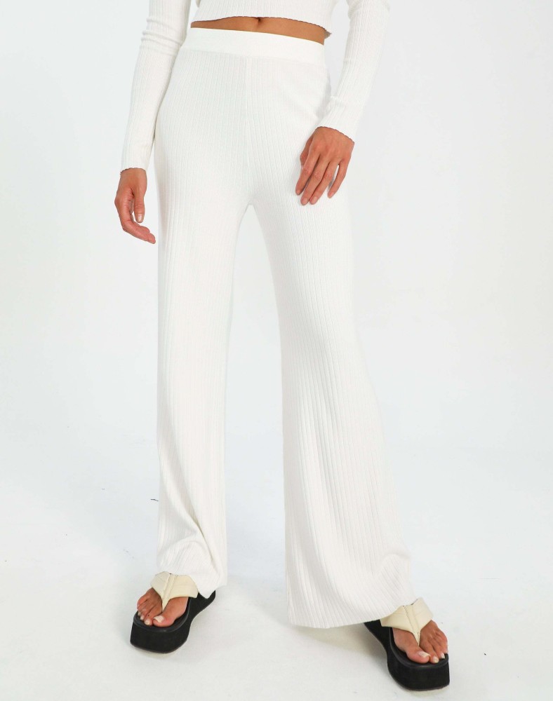 Elwik Slim Fit Women White Trousers - Buy Elwik Slim Fit Women