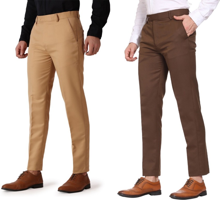 Khaki Brown Textured Premium TerryRayon Pant For Men