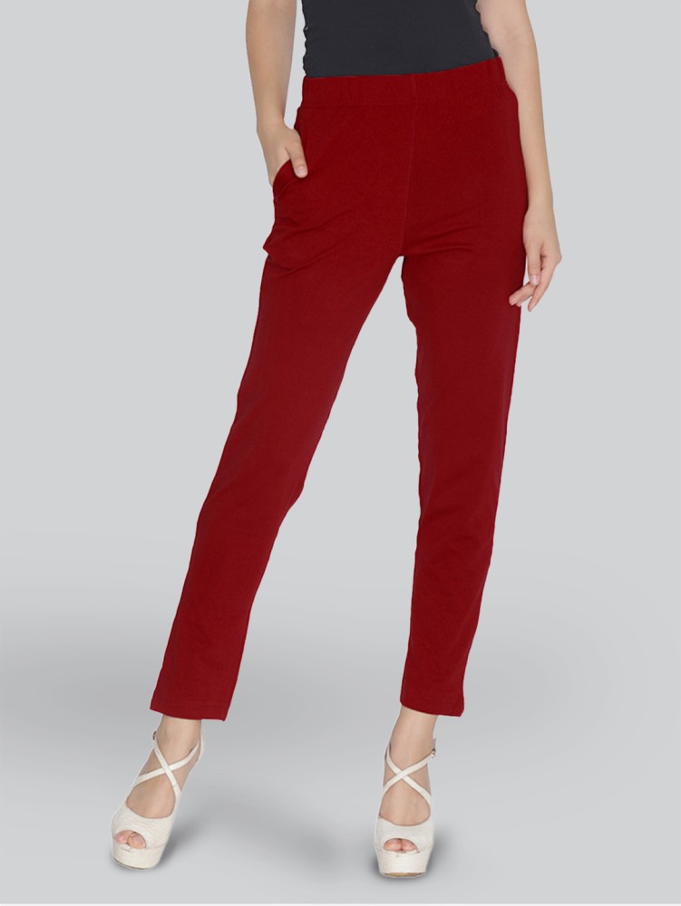 Lyra Regular Fit Women Red Trousers