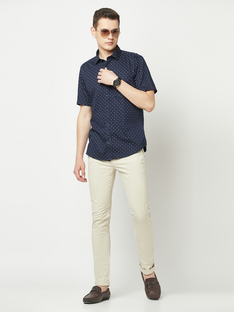 Casual blue shirt combination top