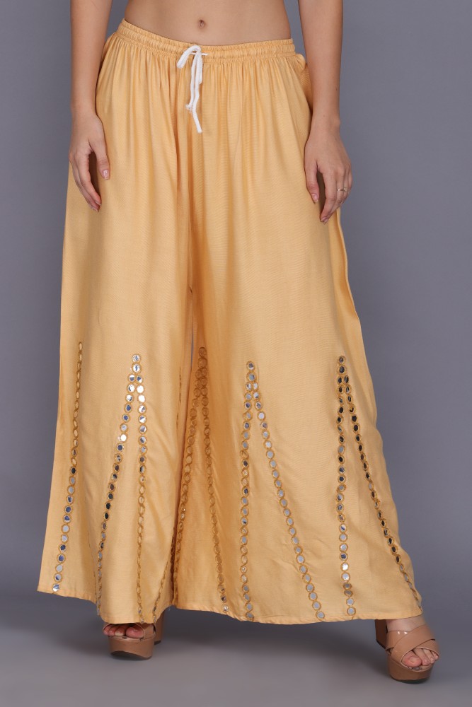 Buy Gold Solid Palazzos Online  W for Woman