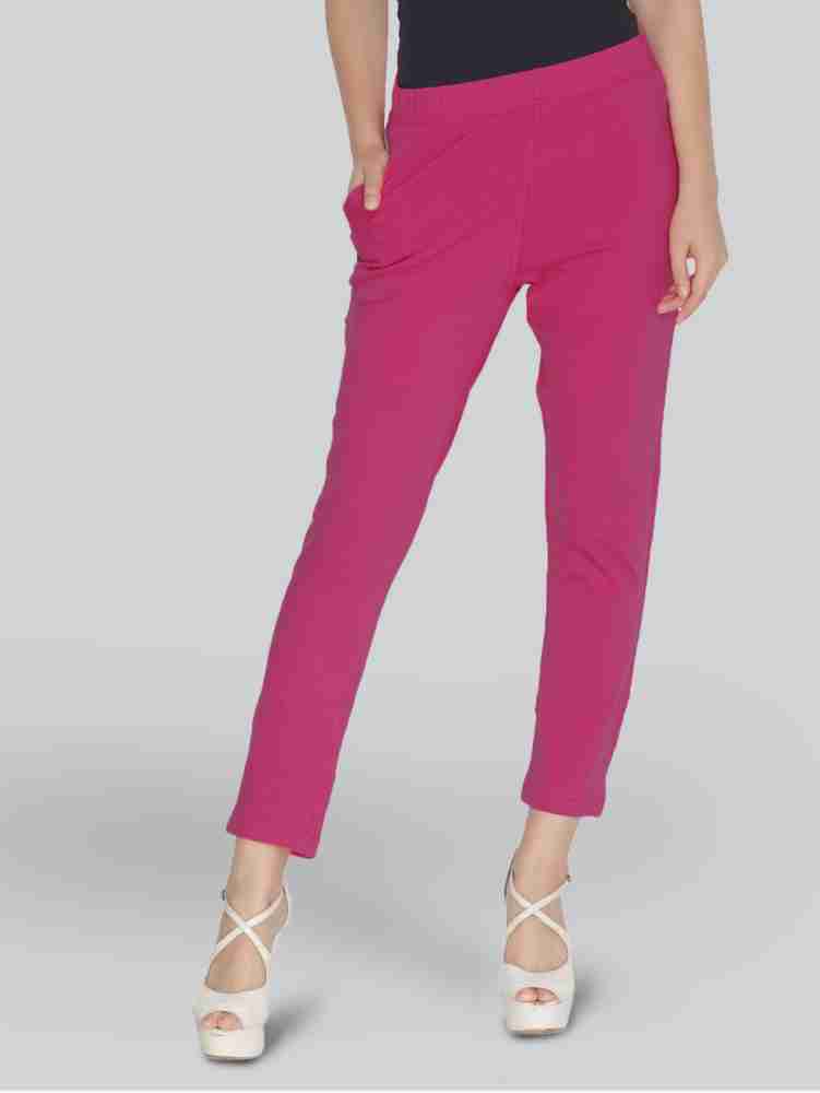 Lyra Slim Fit Women Pink Trousers
