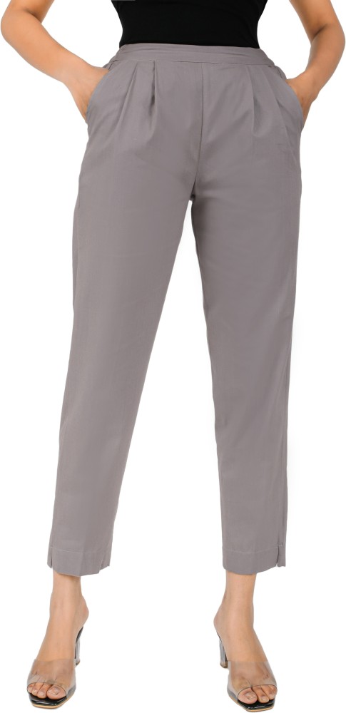 Buy Trendyol High Rise Straight Trousers In Grey | 6thStreet Oman