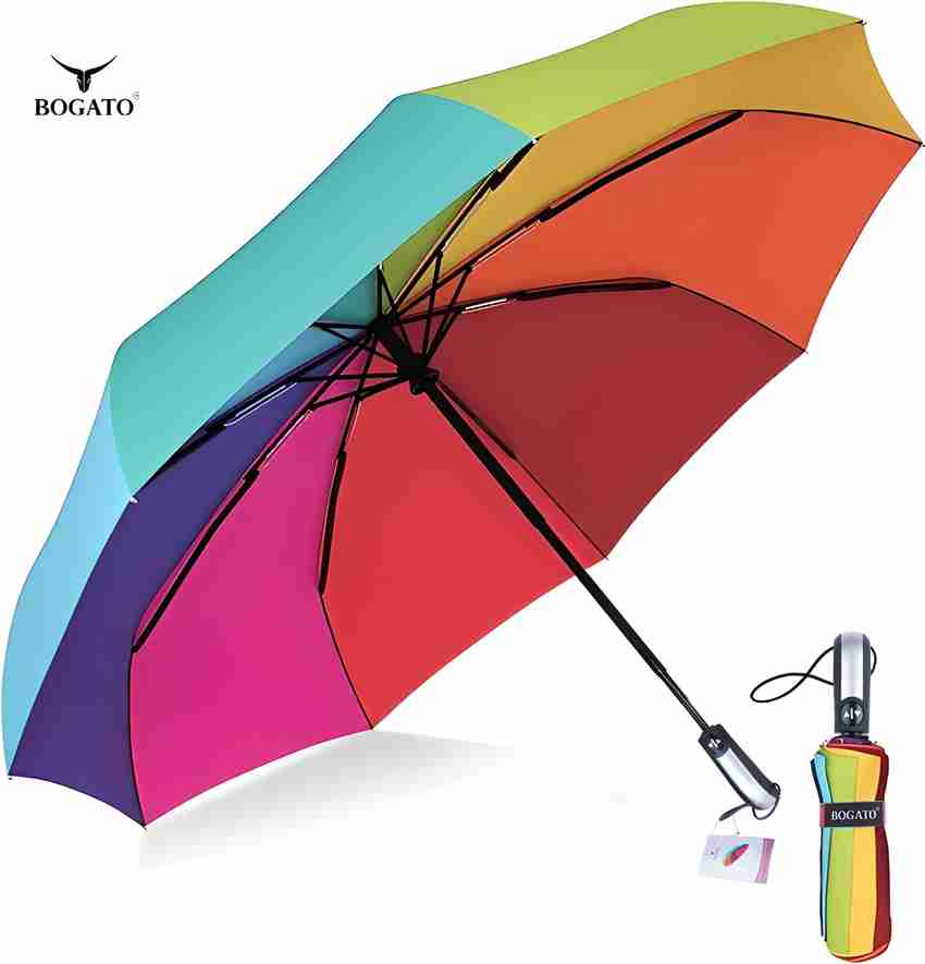 BOGATO Medium Size Windproof Rainbow Umbrella Buy BOGATO Medium Size Windproof Rainbow Umbrella Online at Best Prices in India Sports Fitness Flipkart