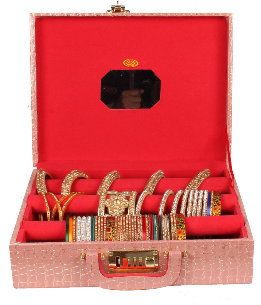 N A PURSE Wooden 1Piece Three Rod Bangle Storage Box with Lock System The three removable rods inside the box can hold multiple bangles each Vanity Box Price in India Buy