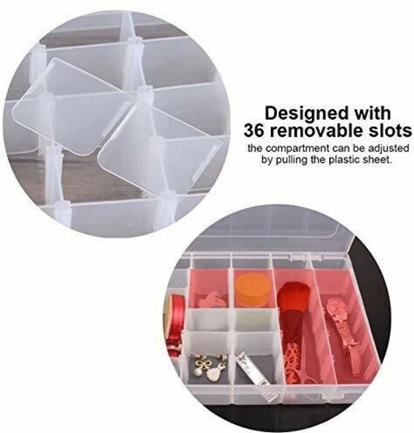 Nac Global 36 Grid Transparent Fiber Plastic Storage Box For Small Material Storaging Small Material Storage Box Vanity Box