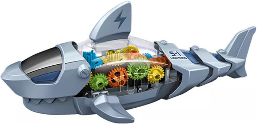 TOYOMAA Transparent Gear Robot Shark Vehicle Toy for Kids with 3D