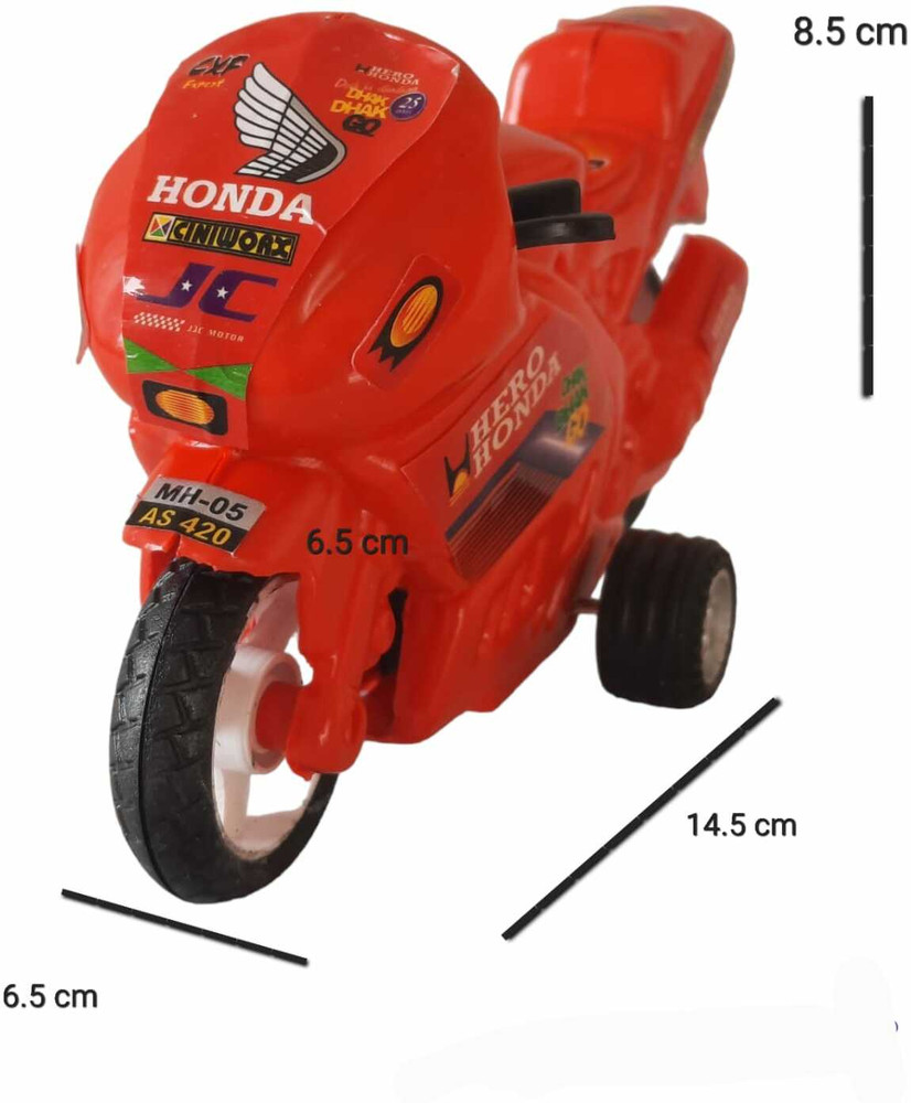 Shree Jee HERO HONDA BIKE RED TOY PULL BACK ACTION MULTICOLOUR