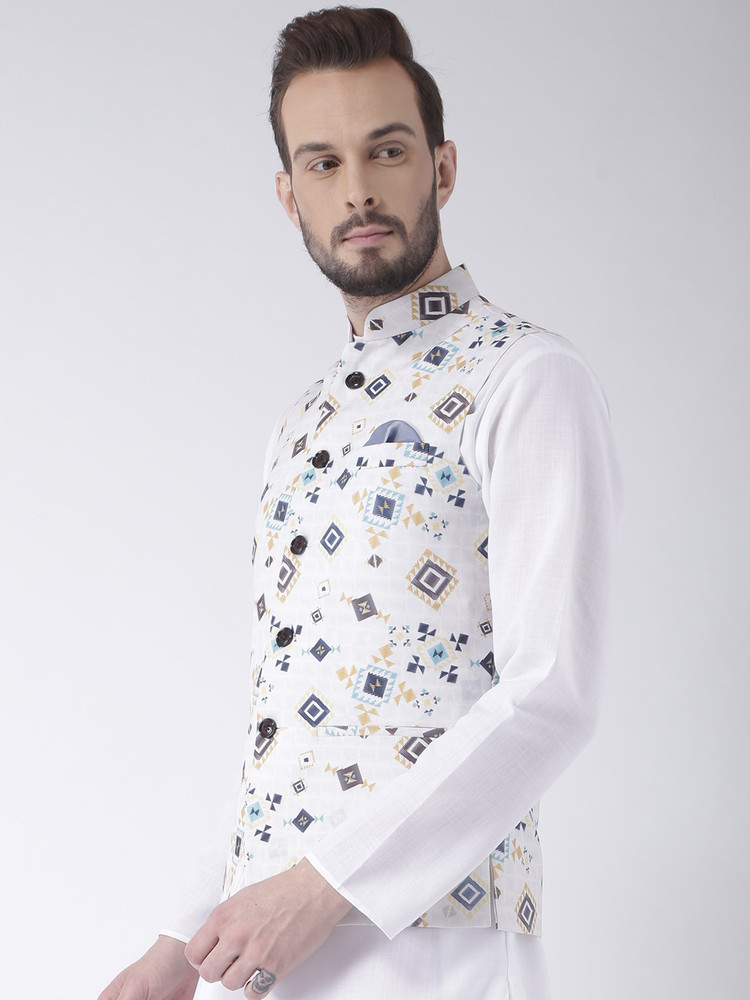White printed waistcoat discount