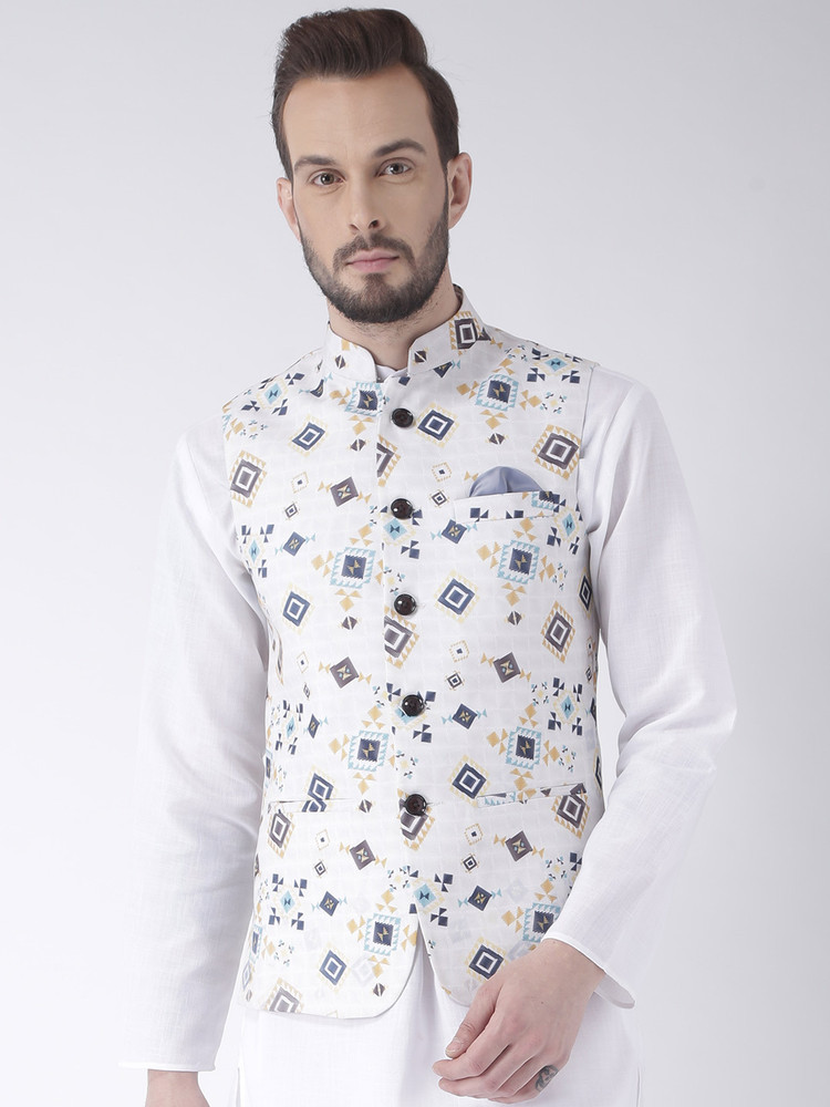 White printed waistcoat outlet
