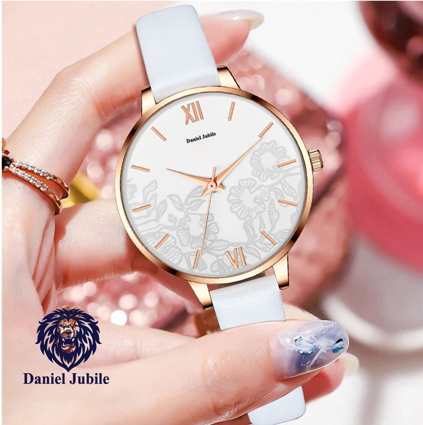 Daniel Jubile Flower Lather Girls Watch For Women Analog Watch For Girls